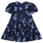 Girls Navy Blue Floral Dress, 2, hi-res